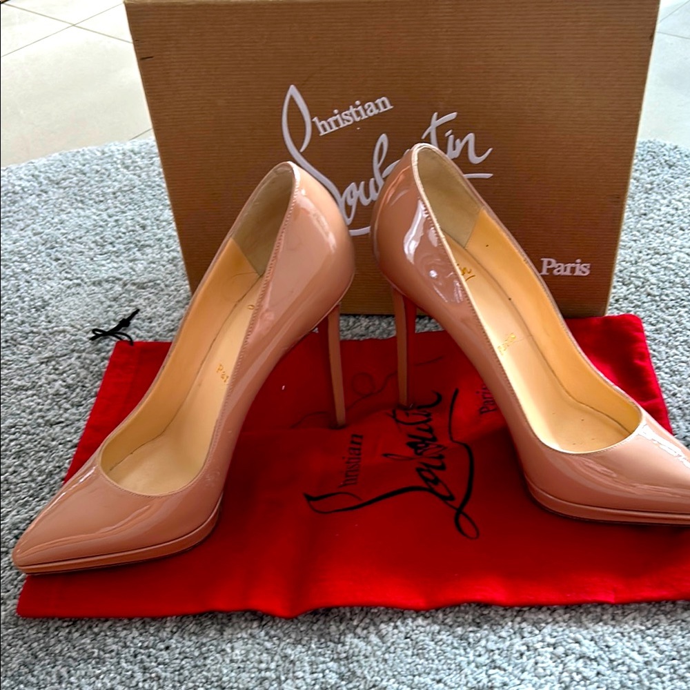 Christian Louboutin Nude Patent Leather Pumps